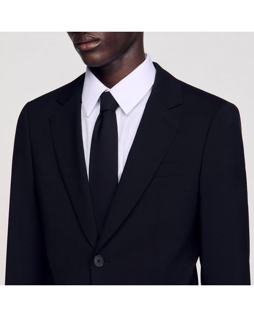 Sandro Blue Virgin Wool Suit Jacket for men