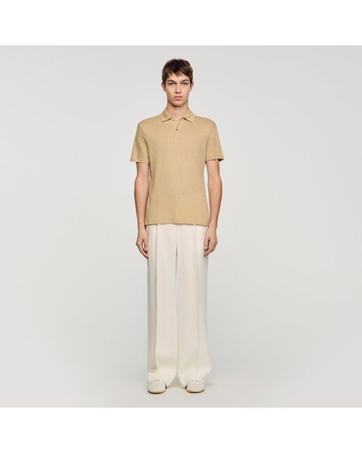 Sandro Natural Linen Polo Shirt for men