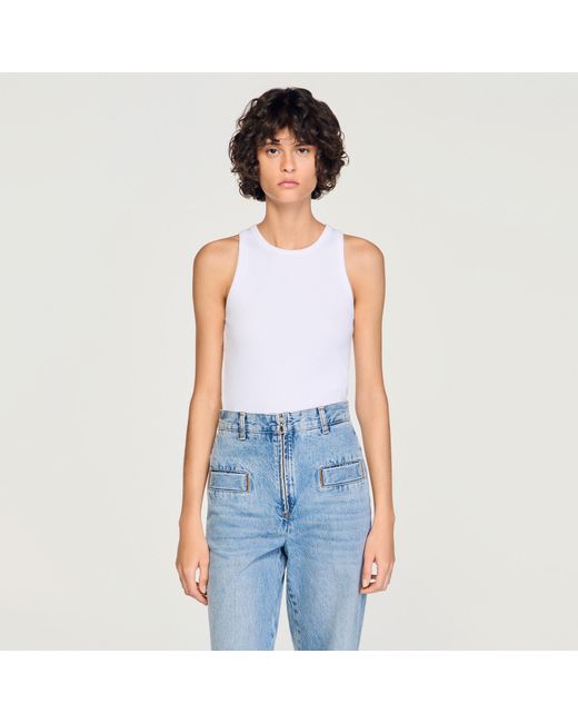 Sandro Blue Embroidered Vest Top