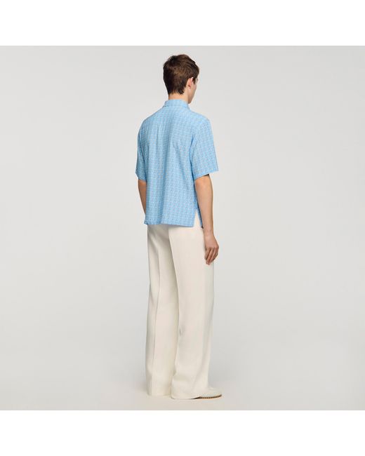 Sandro Blue Link Print Loose-Fit Shirt for men