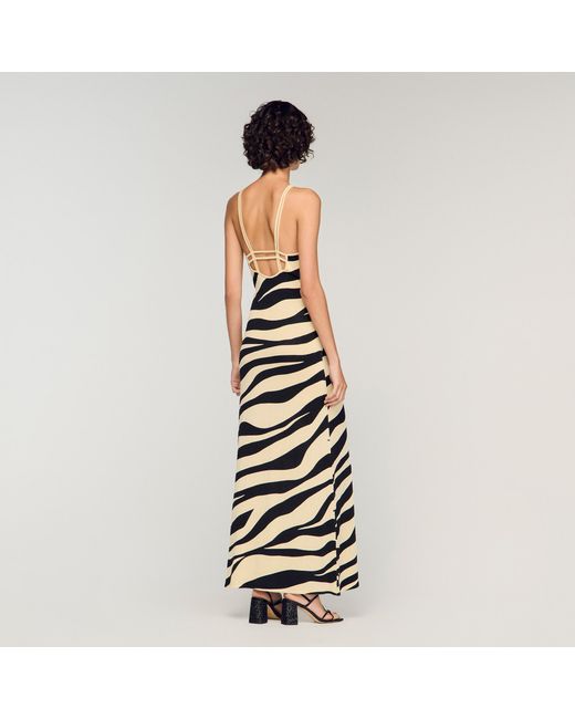 Sandro Metallic Zebra Print Knit Maxi Dress