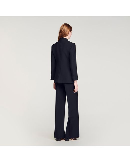 Sandro Blue Tuxedo Jacket With Satin Collar