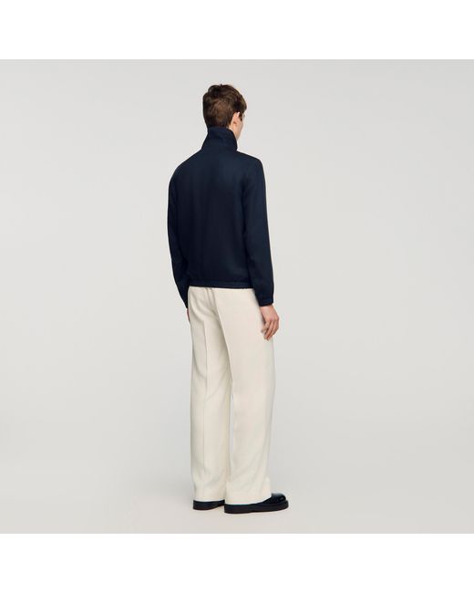 Sandro Blue Standing Collar Zip-Up Jacket for men
