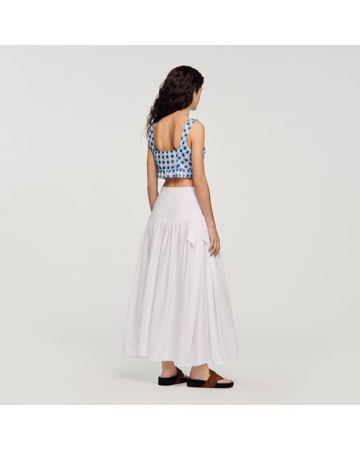 Sandro Multicolor Gingham Linen Crop Top