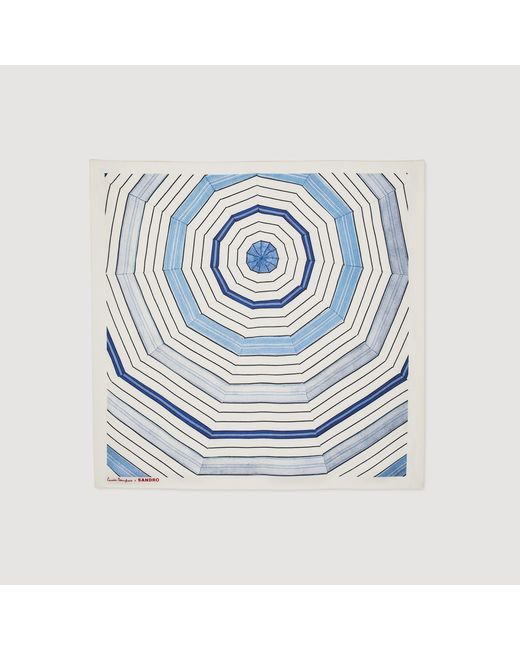 Sandro Blue Striped Silk Scarf