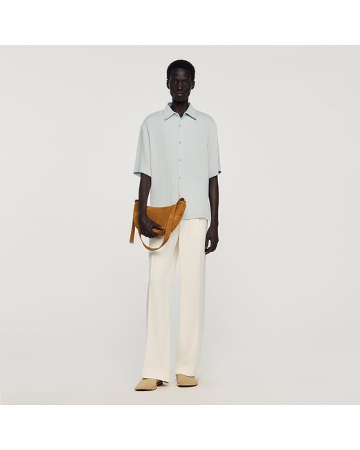 Sandro Brown Small Zipped Split Leather Hobo for men