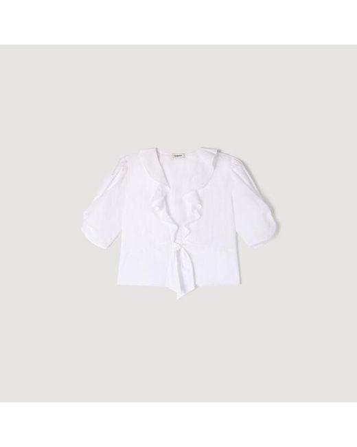 Sandro Pink Ruffled Crop Top