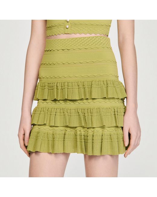 Sandro Yellow Short Ruffled Skirt