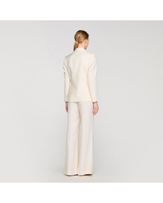 Sandro Natural Double-Breasted Suit Jacket