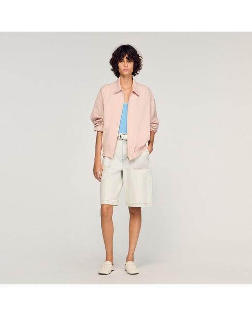 Sandro White Cotton And Linen Jacket