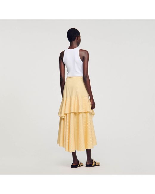 Sandro Yellow Long Asymmetrical Skirt