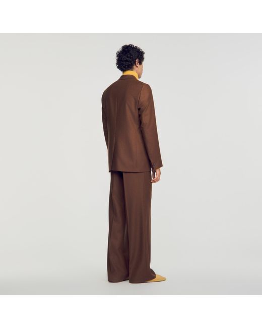 Sandro Brown Loose Wool Suit Jacket for men