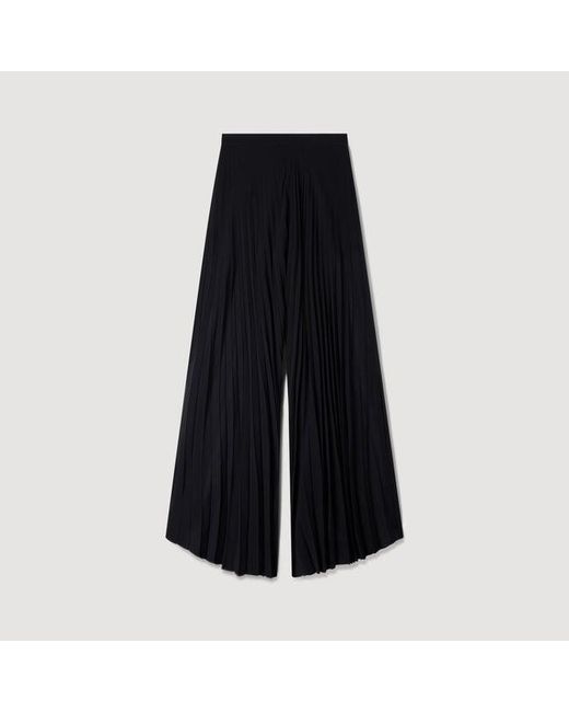 Sandro Blue Pleated Wide-Leg Trousers