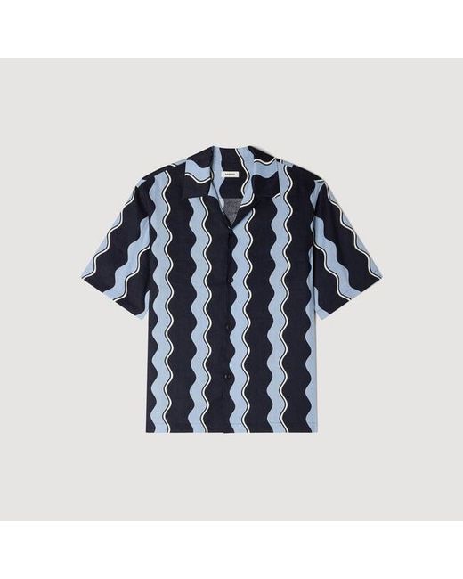 Sandro Blue Printed Linen Shirt for men