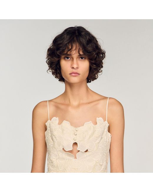 Sandro Natural Guipure Midi Dress