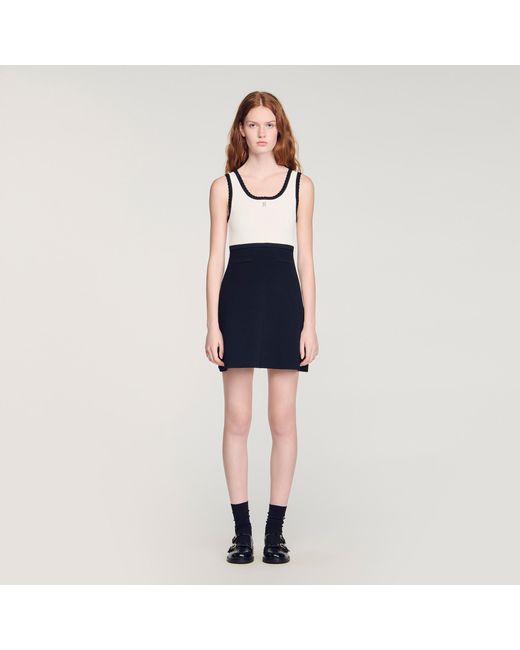 Sandro Blue Two-Tone Knit Short Dress