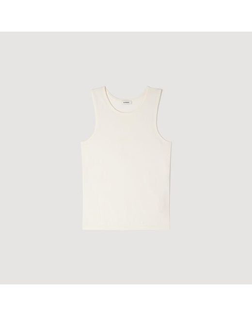 Sandro White Knit Crew Neck Vest Top for men