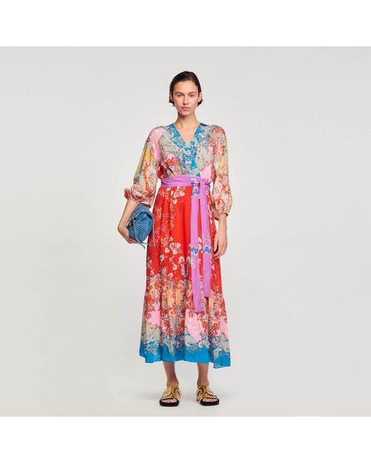 Sandro Red Maxi Wrap Dress