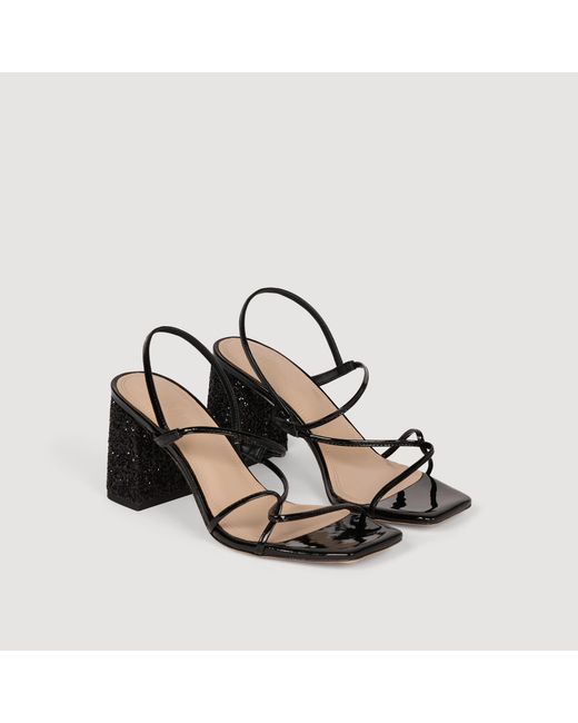 Sandro Metallic Glitter Heel Sandals