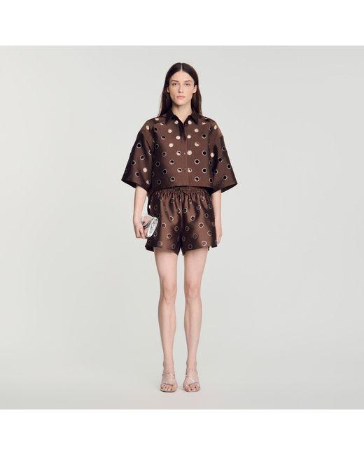 Sandro Red Rhinestone Shirt
