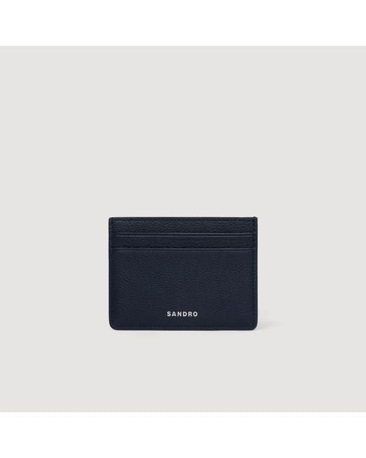 Sandro Blue Grained Leather Card Holder for men