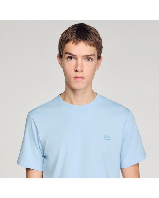 Sandro White T-Shirt With Double S Patch for men