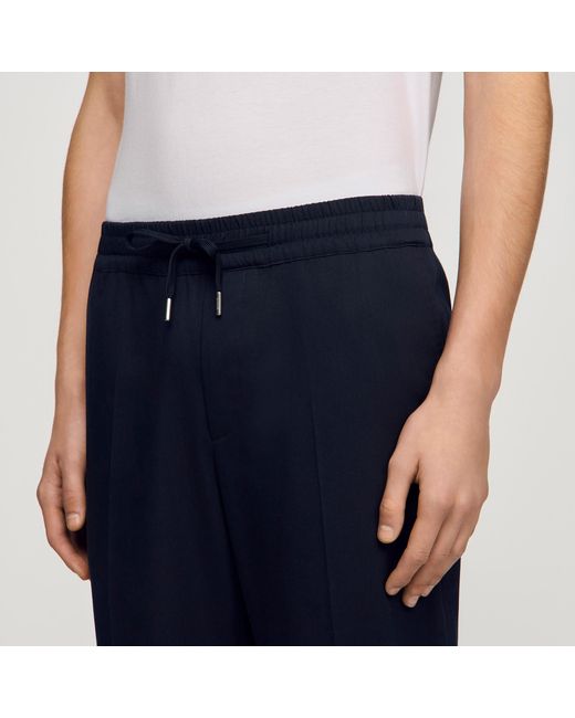 Sandro Blue Elasticated Straight-Leg Trousers for men