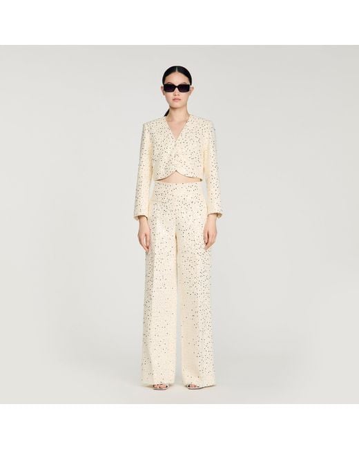 Sandro Natural Geometric Sequin Trousers
