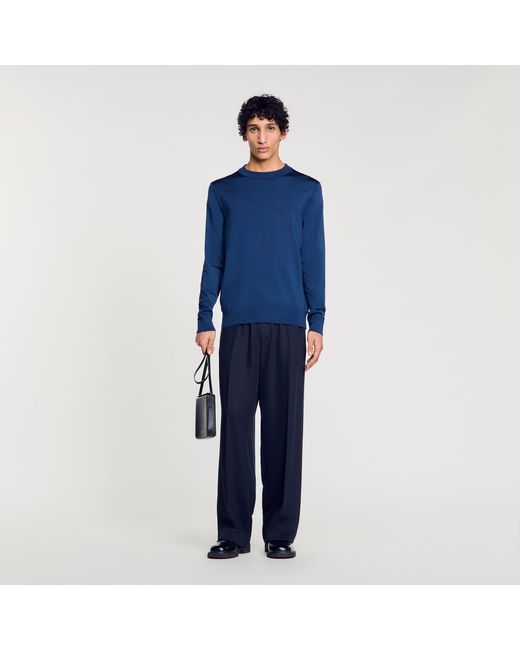 Sandro Blue Fine Knit Jumper for men