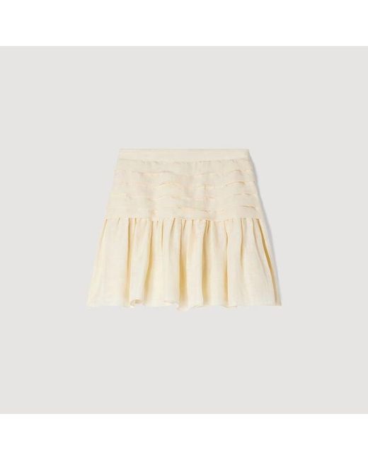Sandro Natural Mini Pleated Skirt