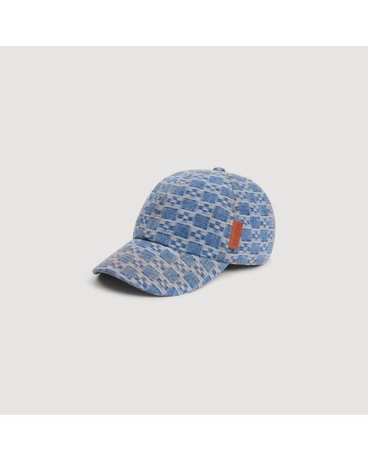 Sandro Blue Denim Cap With Cross Motif for men