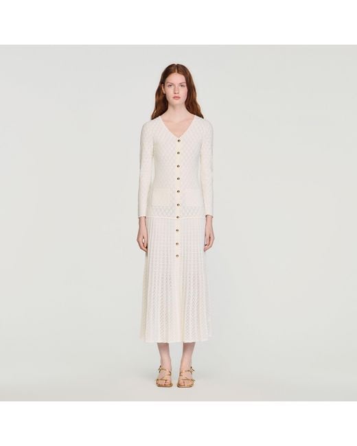 Sandro Natural Fancy Knit Maxi Dress