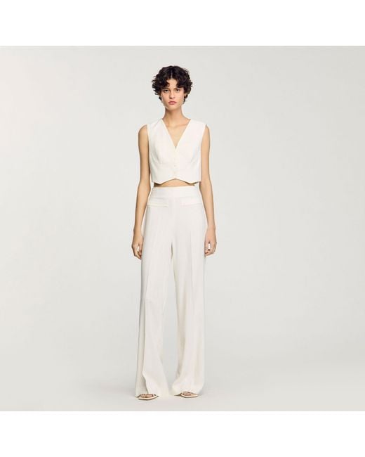 Sandro White Sequin Cropped Jacket