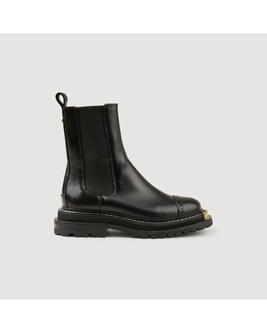 Bottines chelsea en cuir Sandro en coloris Black