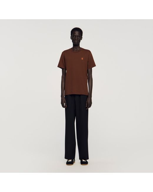 Sandro Multicolor Leather Logo T-Shirt for men