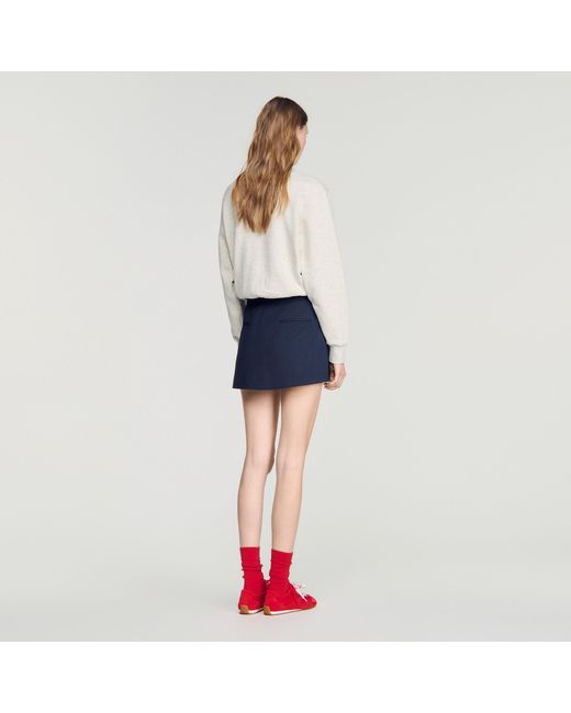 Sandro Blue Striped Wool Skort