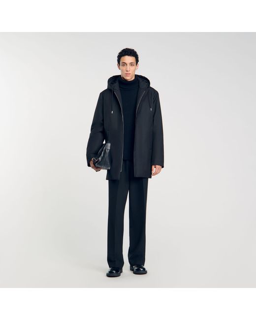 Sandro Blue Hooded Parka With Zip for men