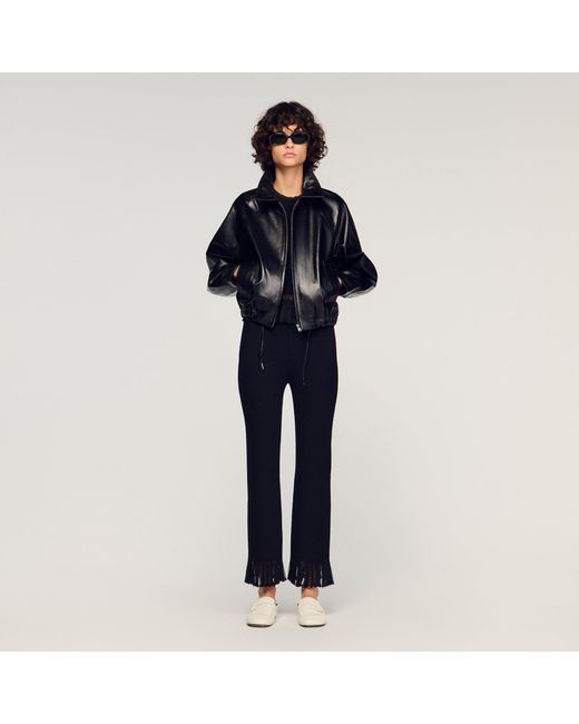 Sandro Blue Ruffled Knit Trousers