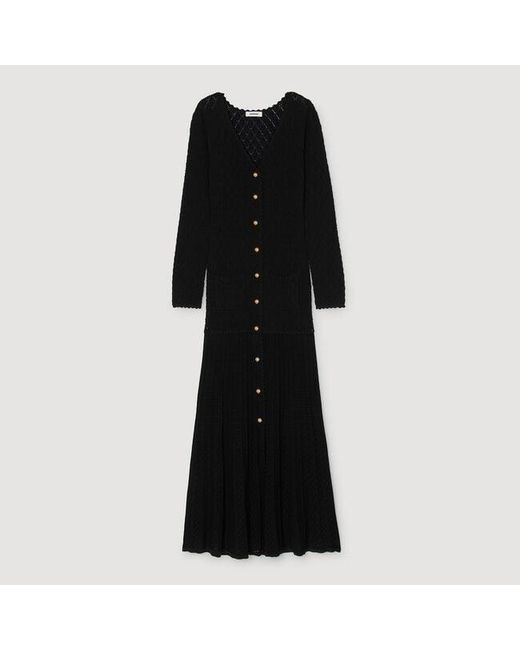 Sandro Blue Fancy Knit Maxi Dress