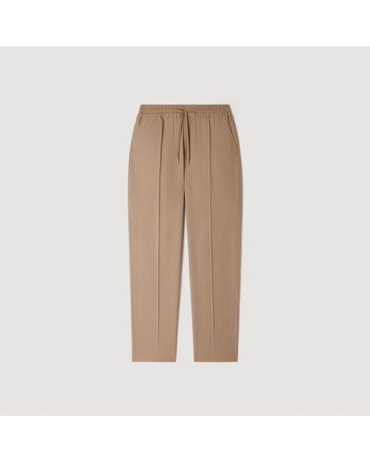 Sandro Natural Elasticated Wool Trousers for men