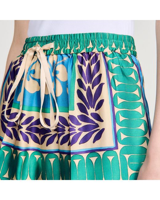 Sandro Blue Short Floral Print Shorts