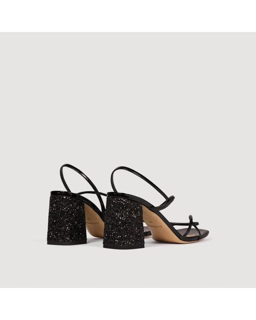 Sandro Metallic Glitter Heel Sandals