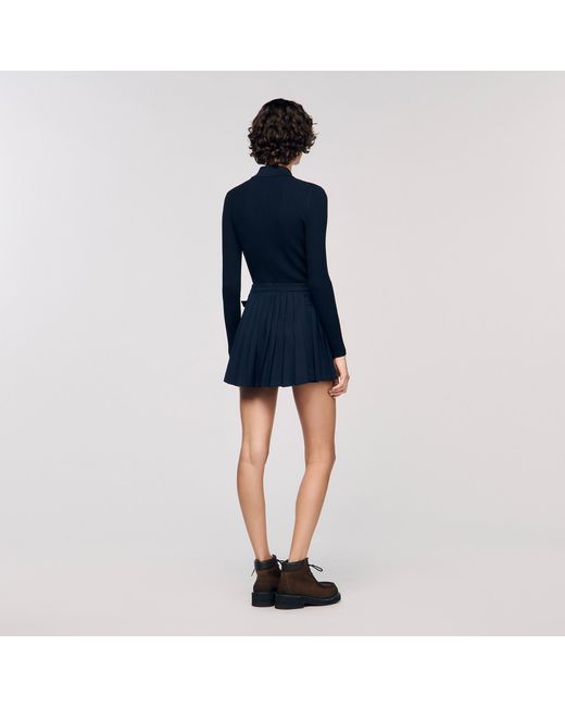 Sandro Blue Pleated Skort
