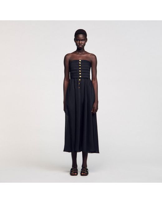 Sandro Blue Long Bustier Dress