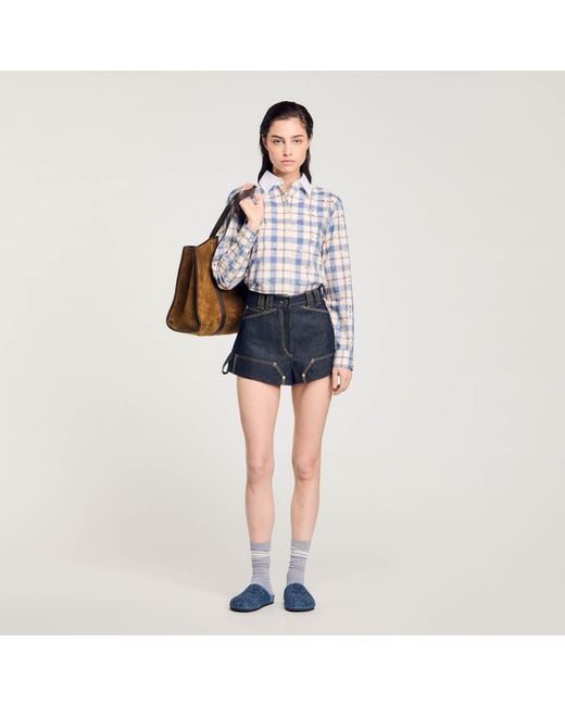 Sandro Blue Raw Denim Shorts