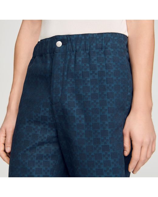 Sandro Blue Square Cross Denim Shorts for men