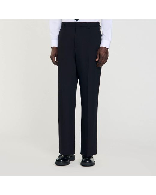 Sandro Black Wool Suit Trousers for men