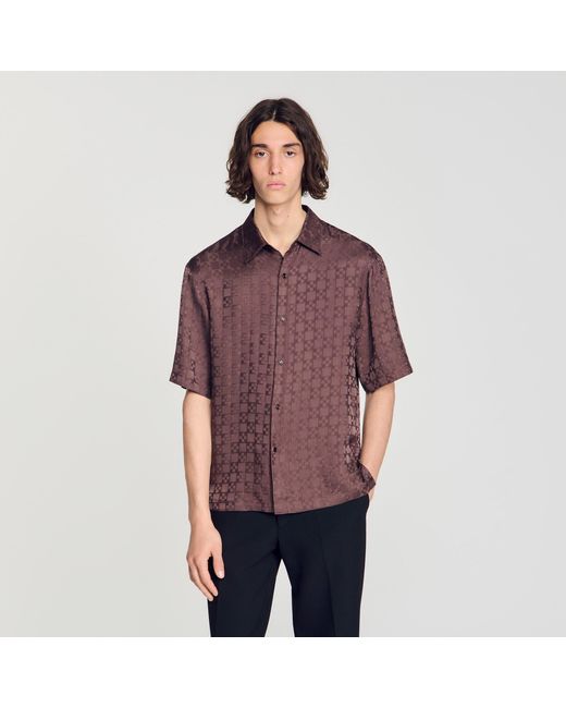 Sandro Red Square Cross Loose-Fit Shirt for men