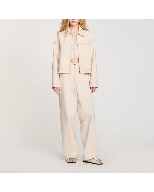 Sandro Natural Denim Lace-Up Jacket