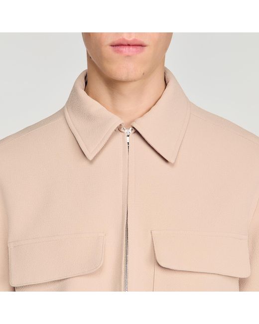 Sandro Blue Waffle-Effect Zip-Up Jacket for men